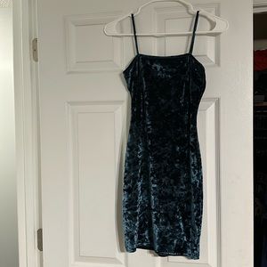 Blue velvet mini dress